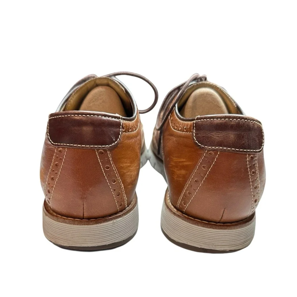 Johnston Murphy Martell Wingtip Dress Shoes Camel Tan Sheepskin Leather Mens 9.5
